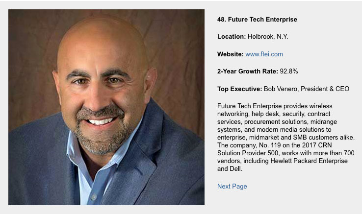 Futute Tech #48 on CRN Fast Growth 150 for 2017